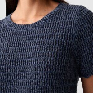 Short Sleeve Crochet Sweater (Navy Blue)